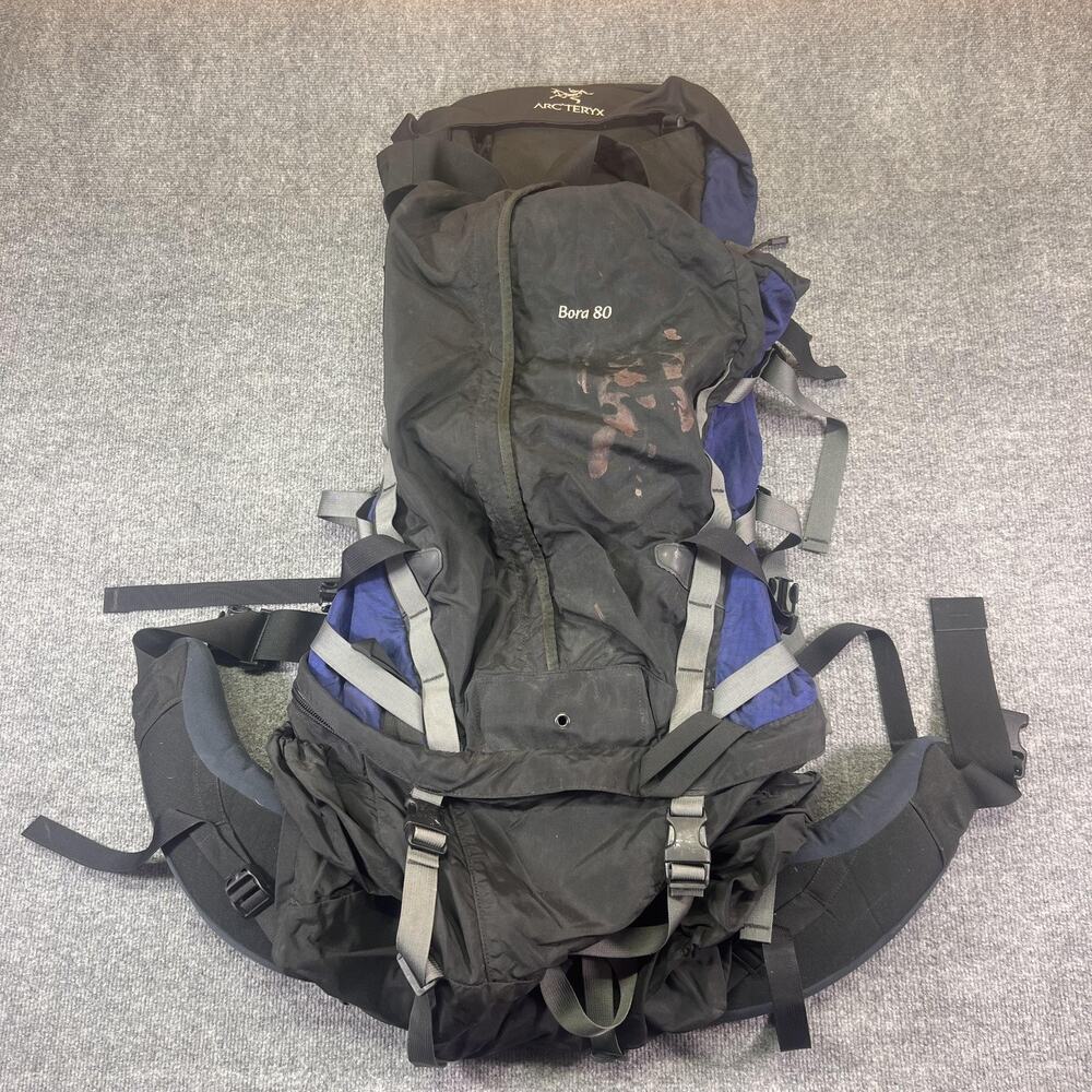 Arc'teryx Bora 80 Backpack Mens Large Black Blue Hiking Camping Made In Canada